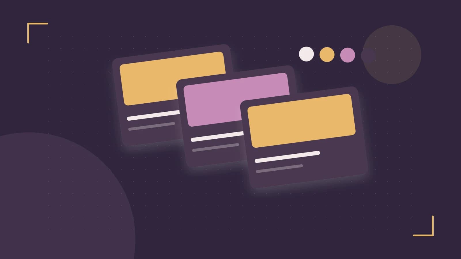Editorial illustration of responsive browser layouts, overlapping design components and a color system