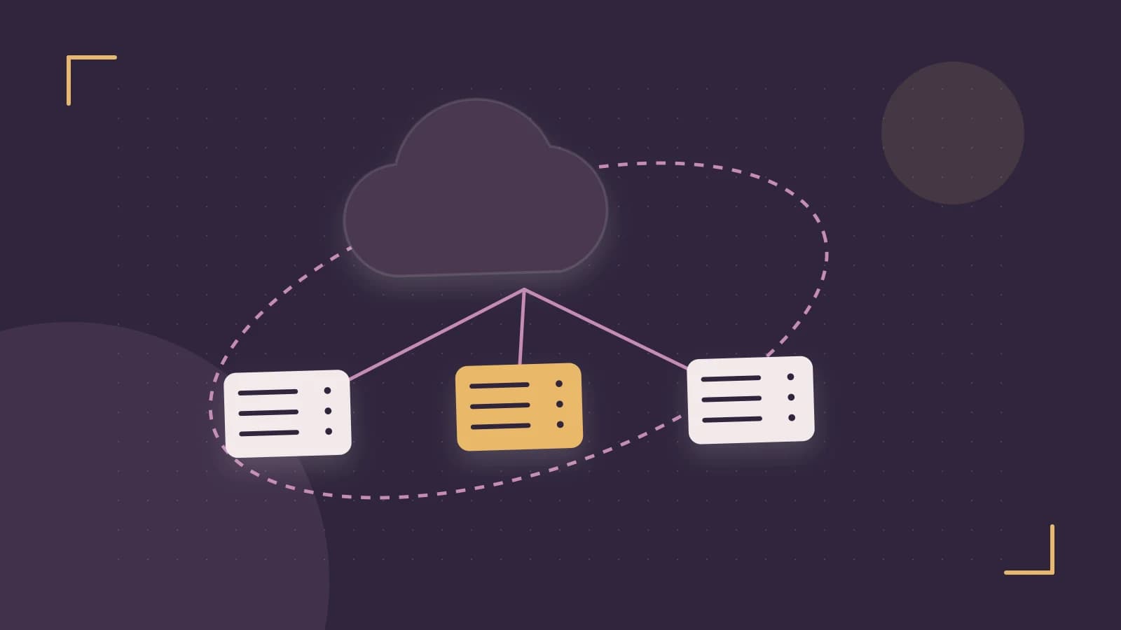 Editorial illustration of cloud infrastructure, connected server racks and an orbital service map
