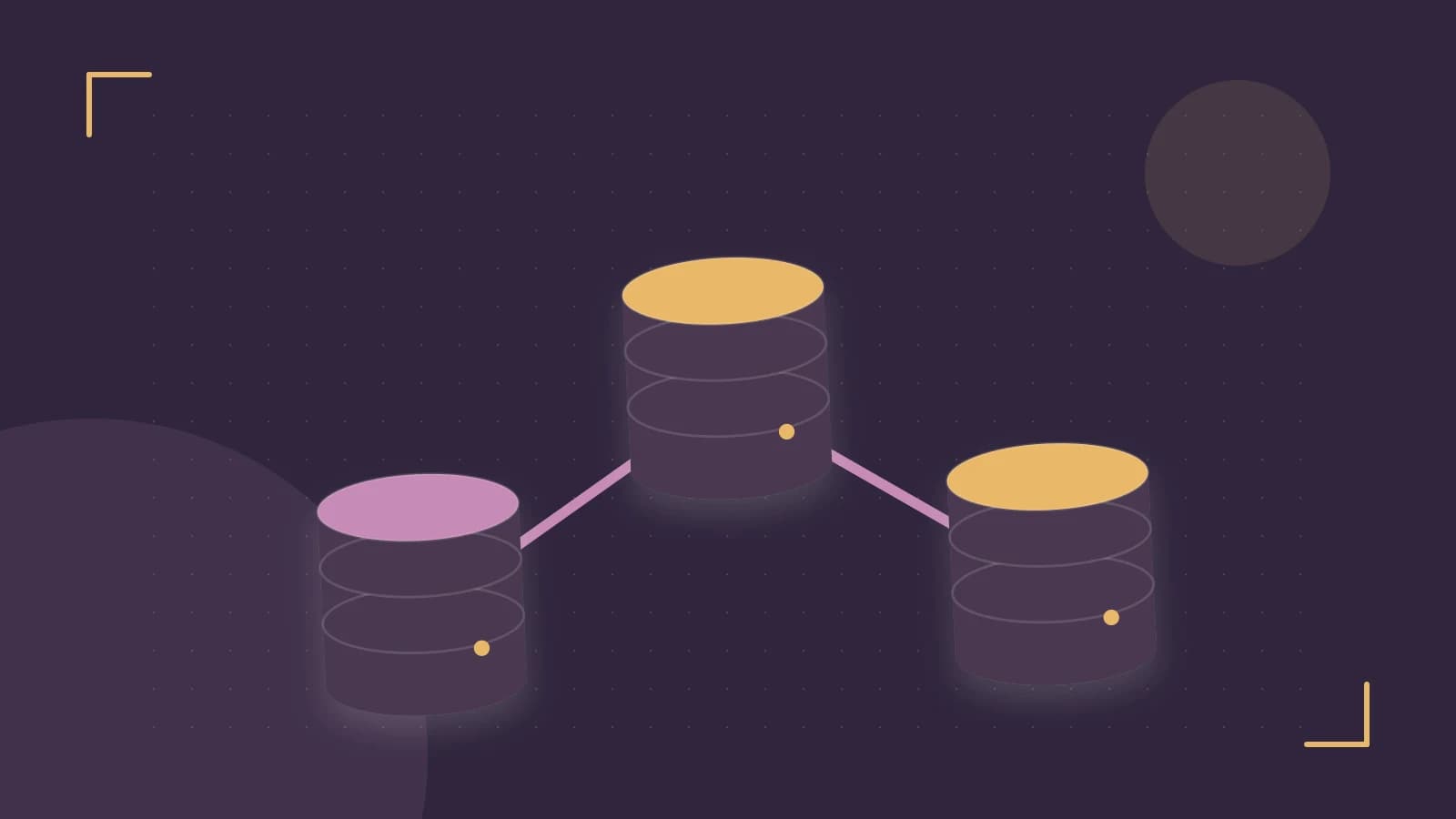 Editorial illustration of structured records, database cylinders and relationships between tables