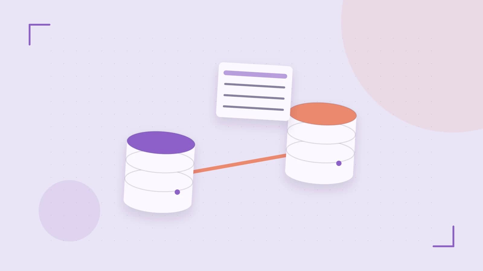 Editorial illustration of structured records, database cylinders and relationships between tables