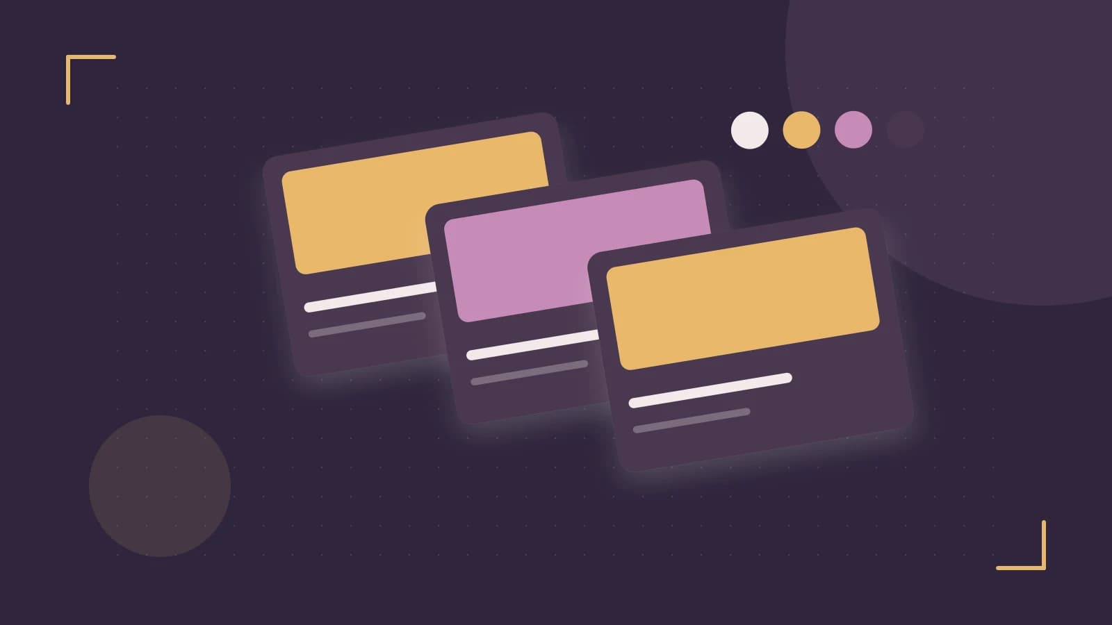 Editorial illustration of responsive browser layouts, overlapping design components and a color system