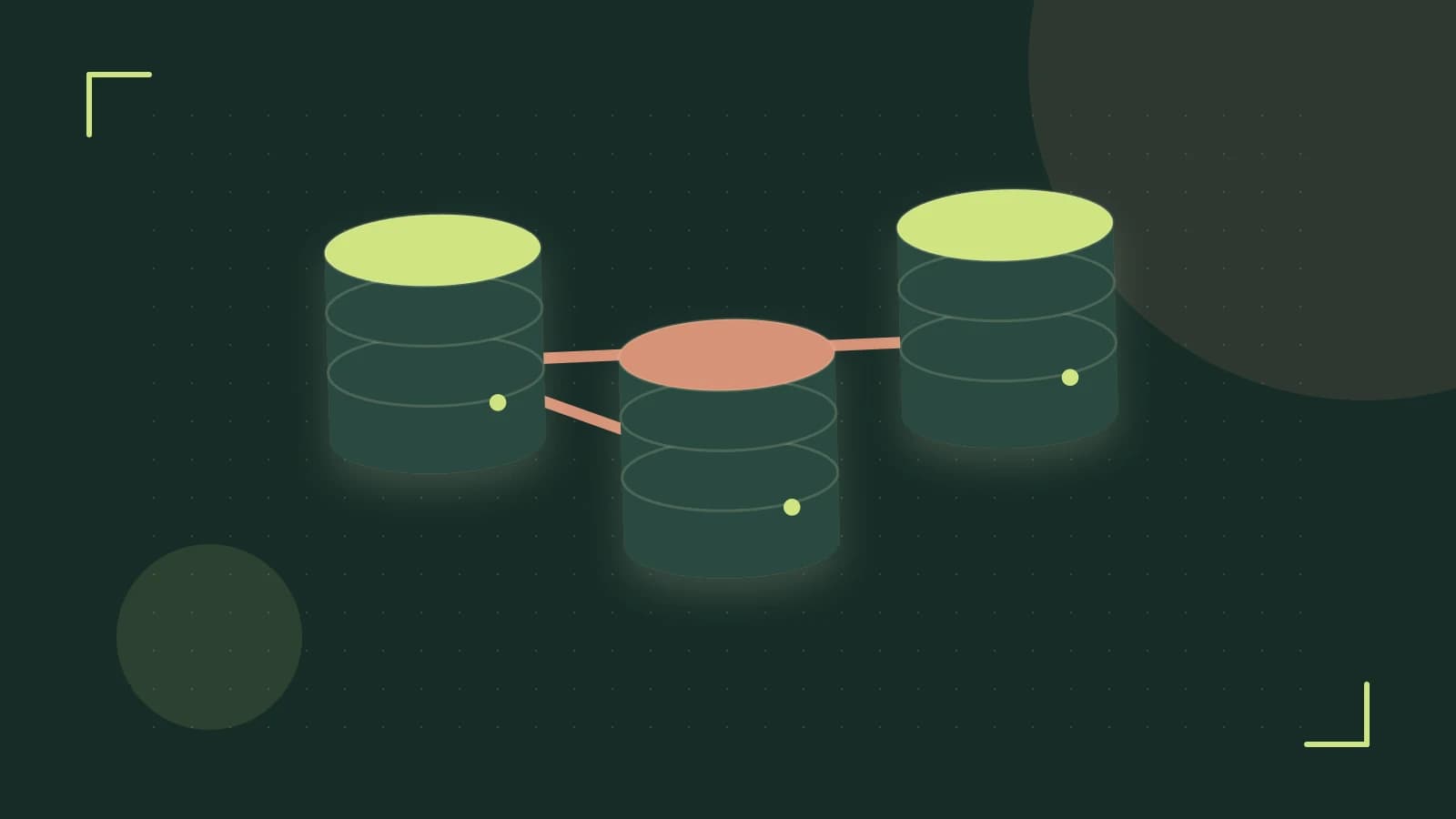 Editorial illustration of structured records, database cylinders and relationships between tables
