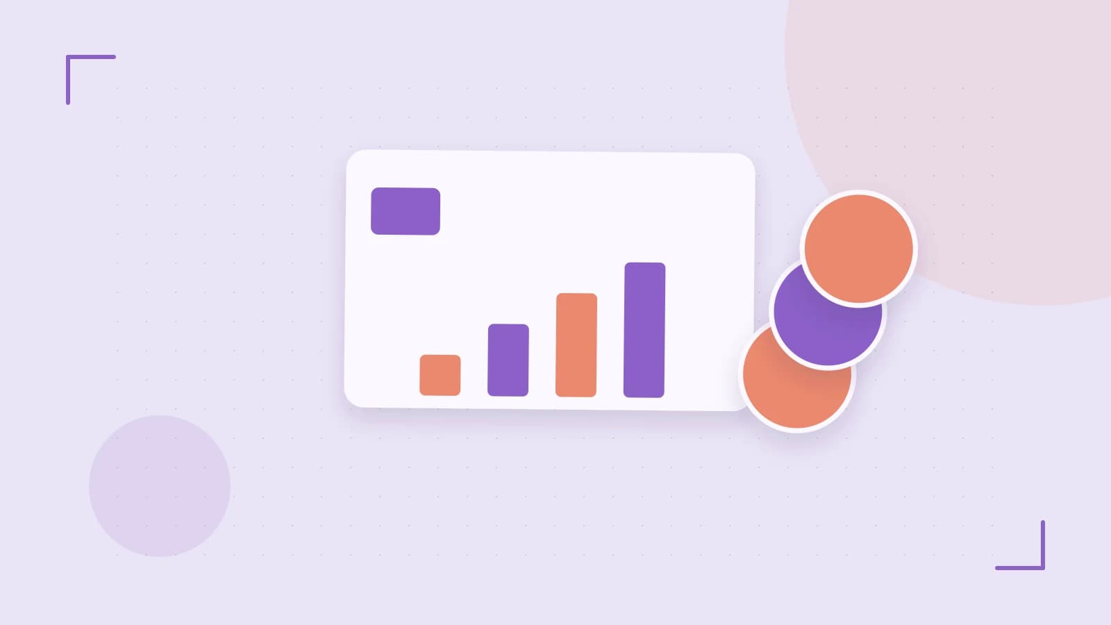 Editorial illustration of abstract coins, a payment card and a geometric financial chart without data labels