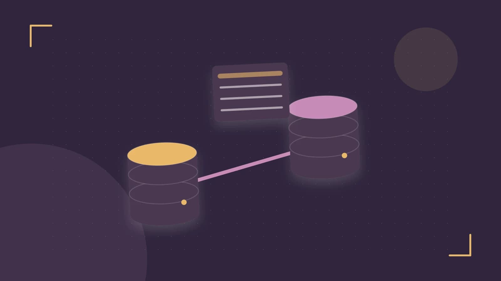 Editorial illustration of structured records, database cylinders and relationships between tables