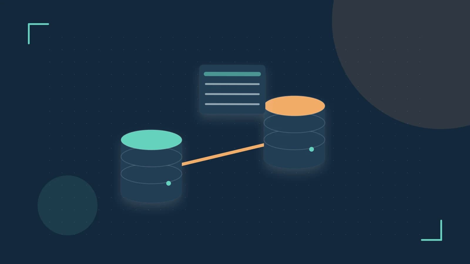 Editorial illustration of structured records, database cylinders and relationships between tables