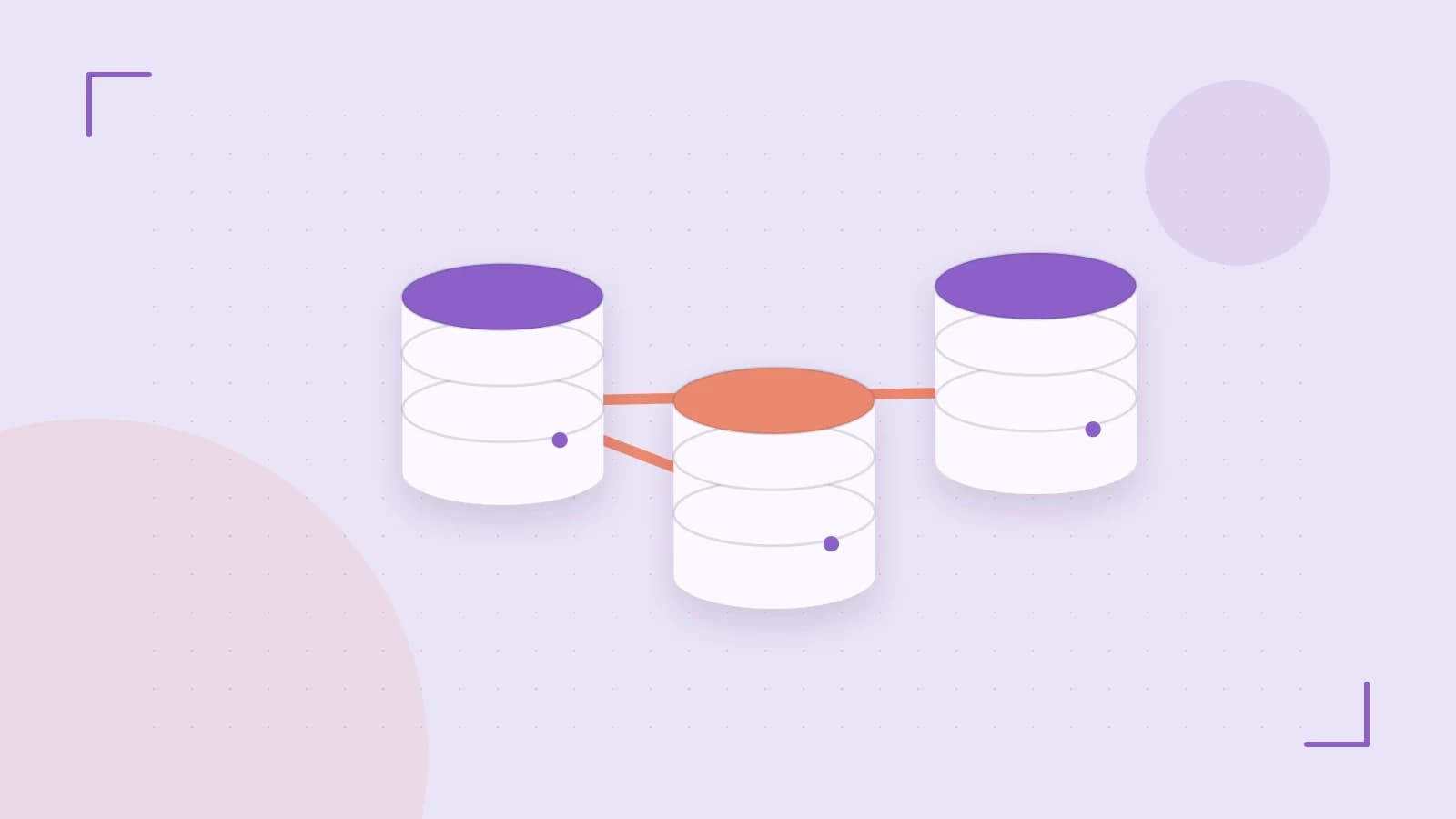 Editorial illustration of structured records, database cylinders and relationships between tables