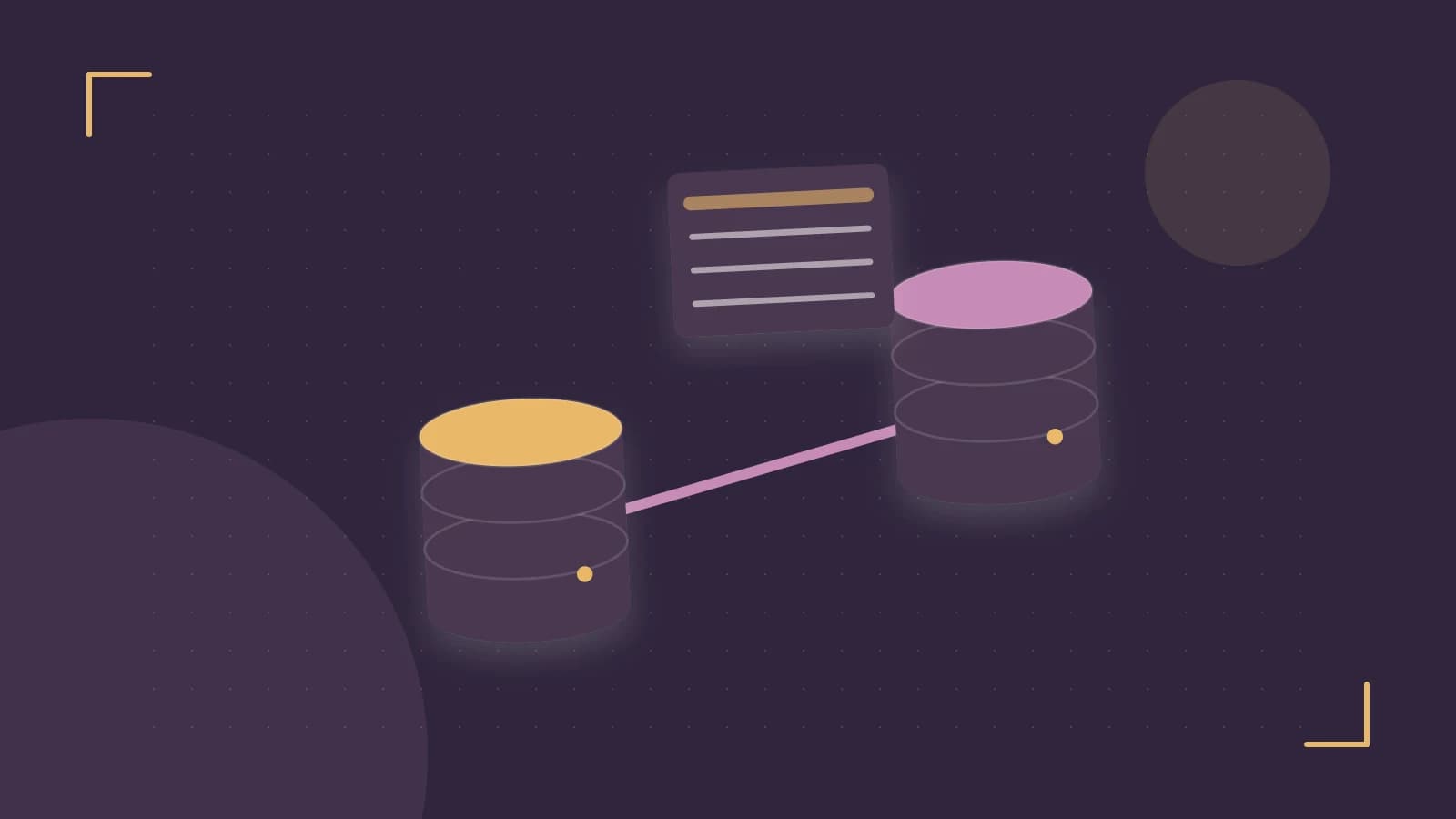 Editorial illustration of structured records, database cylinders and relationships between tables