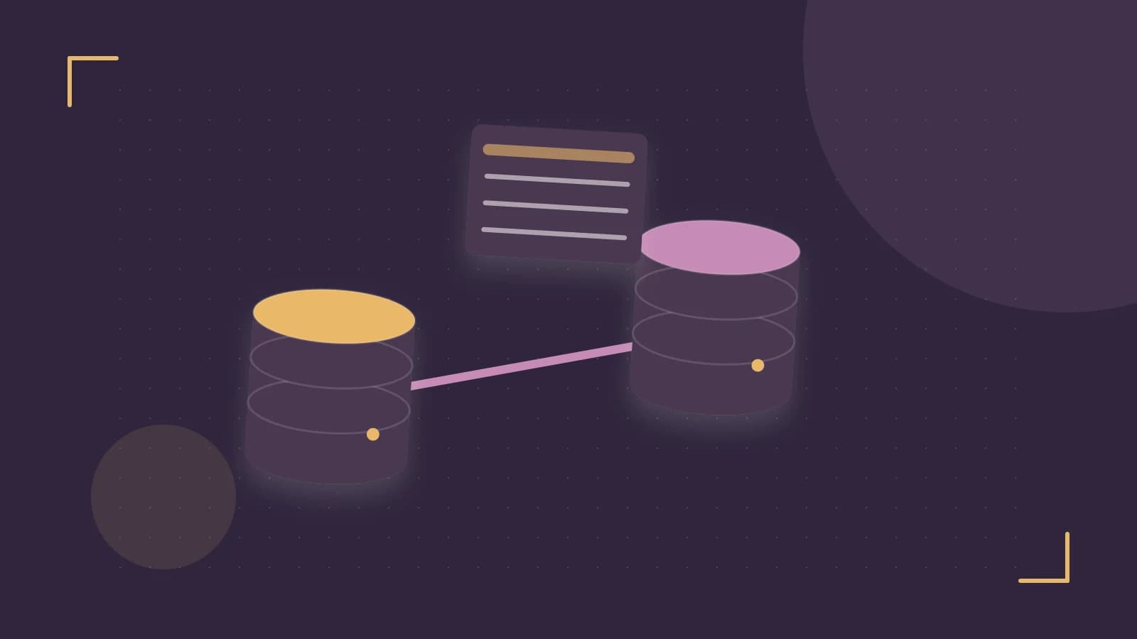Editorial illustration of structured records, database cylinders and relationships between tables