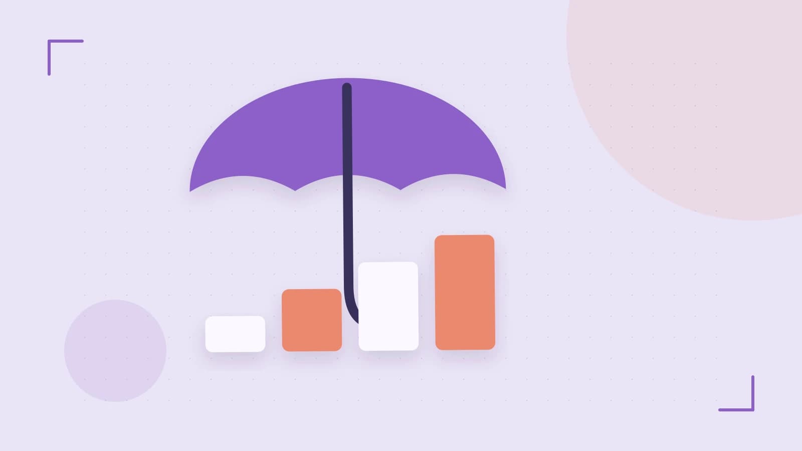 Editorial illustration of abstract coins, a payment card and a geometric financial chart without data labels