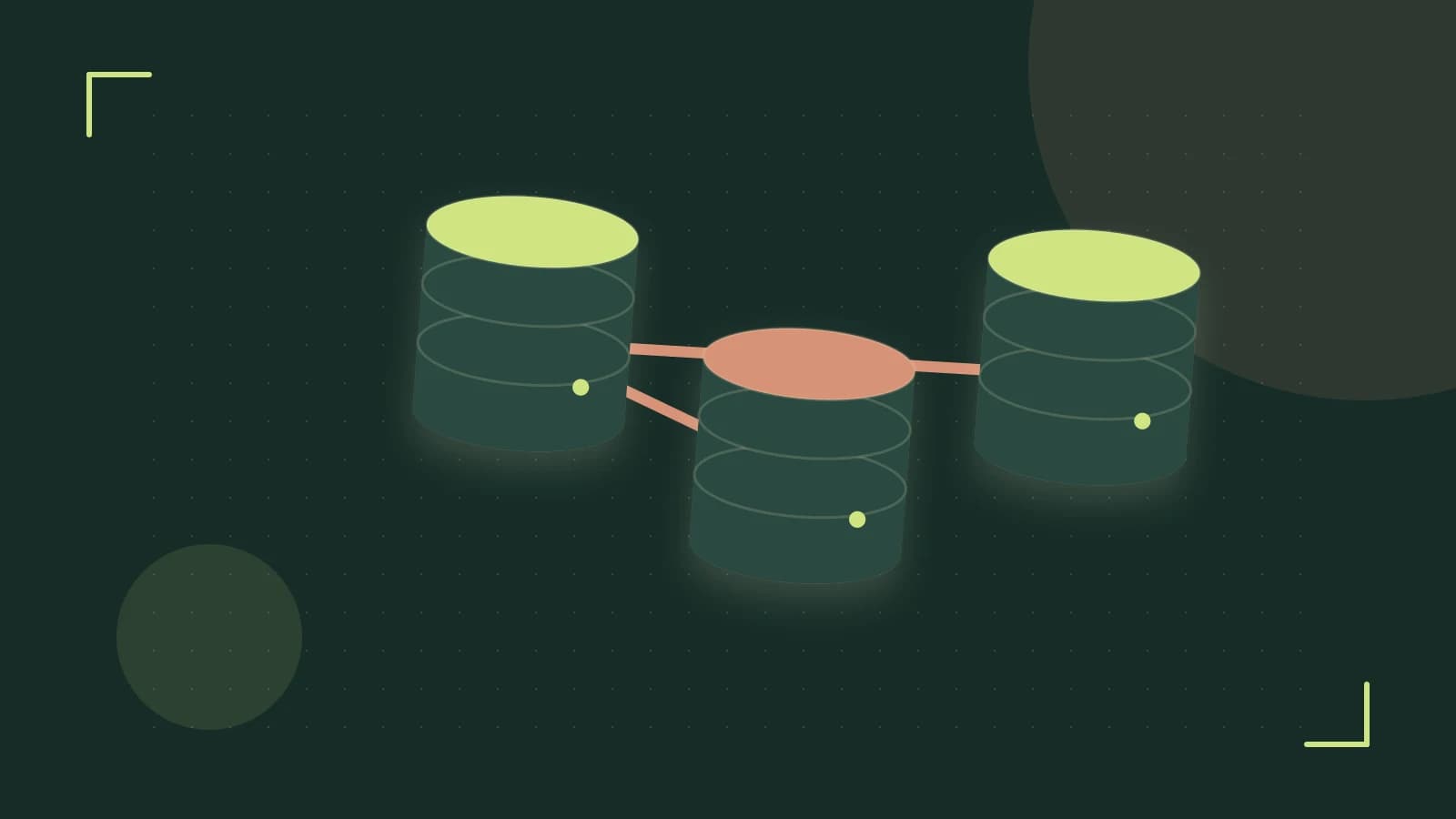 Editorial illustration of structured records, database cylinders and relationships between tables