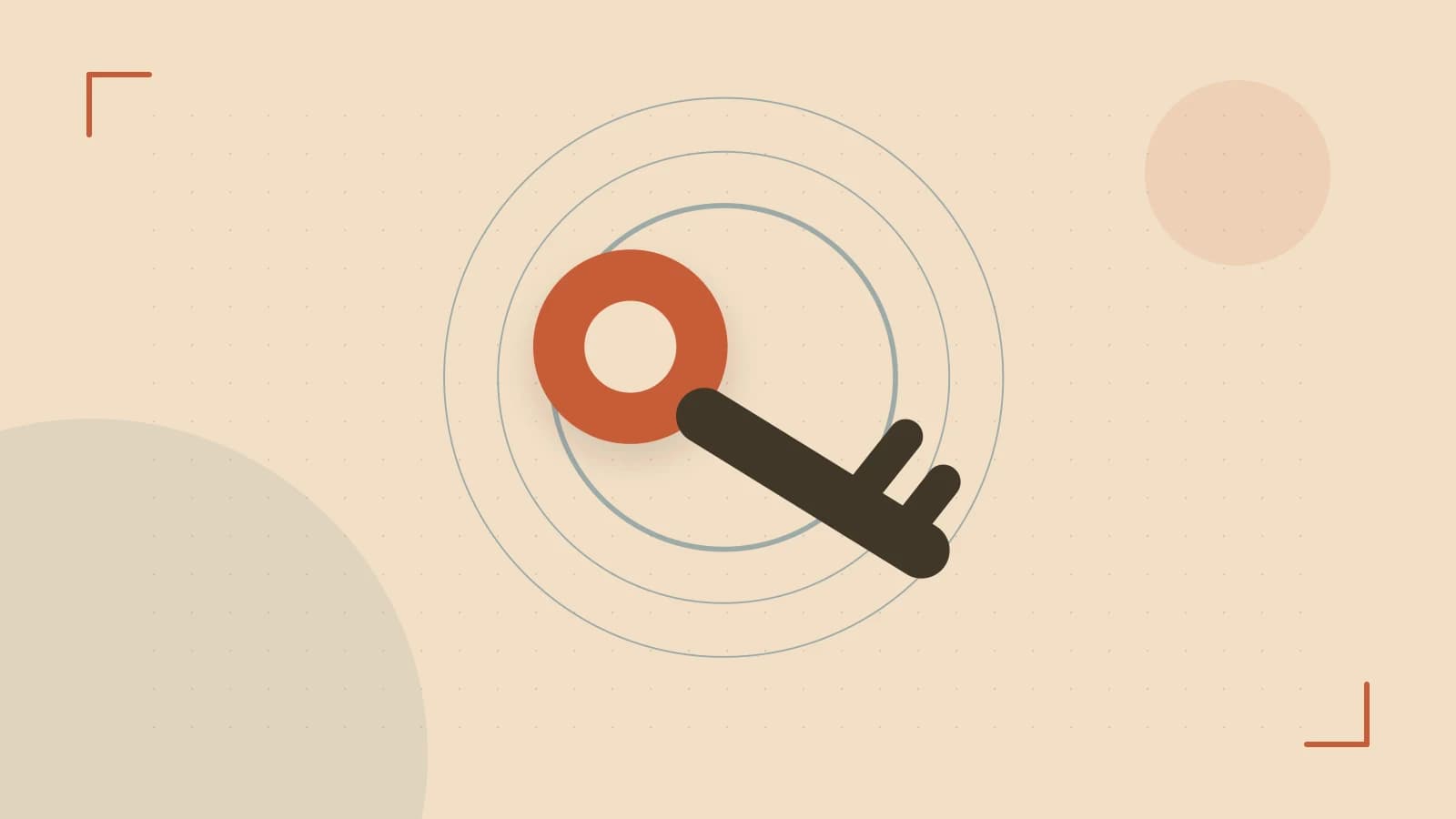 Editorial illustration of a sculpted shield, authentication key and concentric permission boundaries