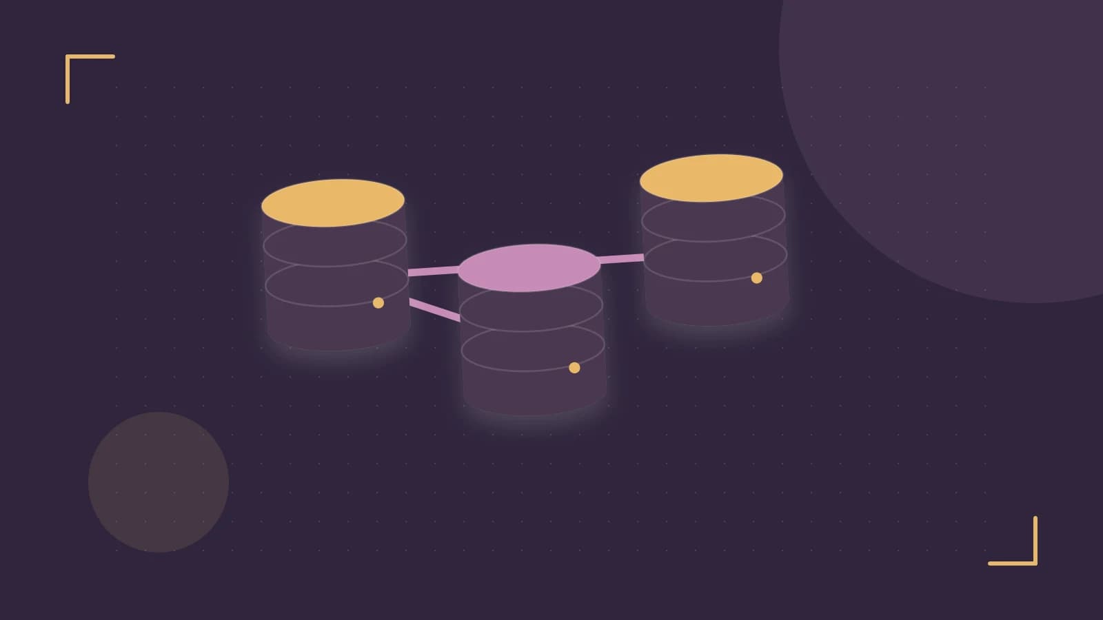 Editorial illustration of structured records, database cylinders and relationships between tables