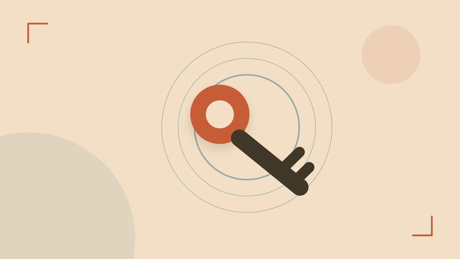 Editorial illustration of a sculpted shield, authentication key and concentric permission boundaries