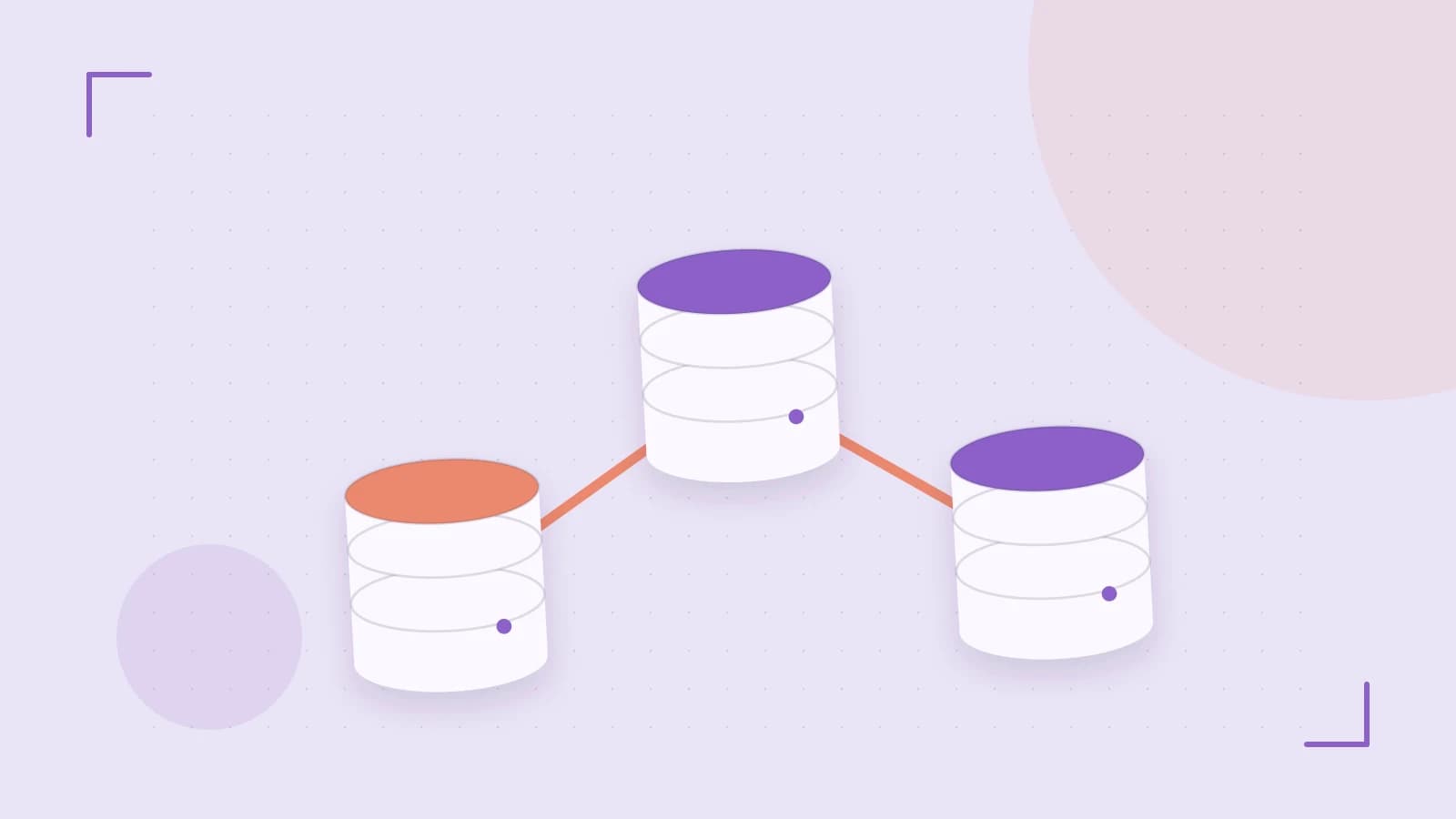Editorial illustration of structured records, database cylinders and relationships between tables