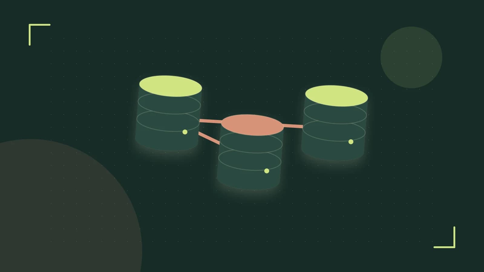 Editorial illustration of structured records, database cylinders and relationships between tables