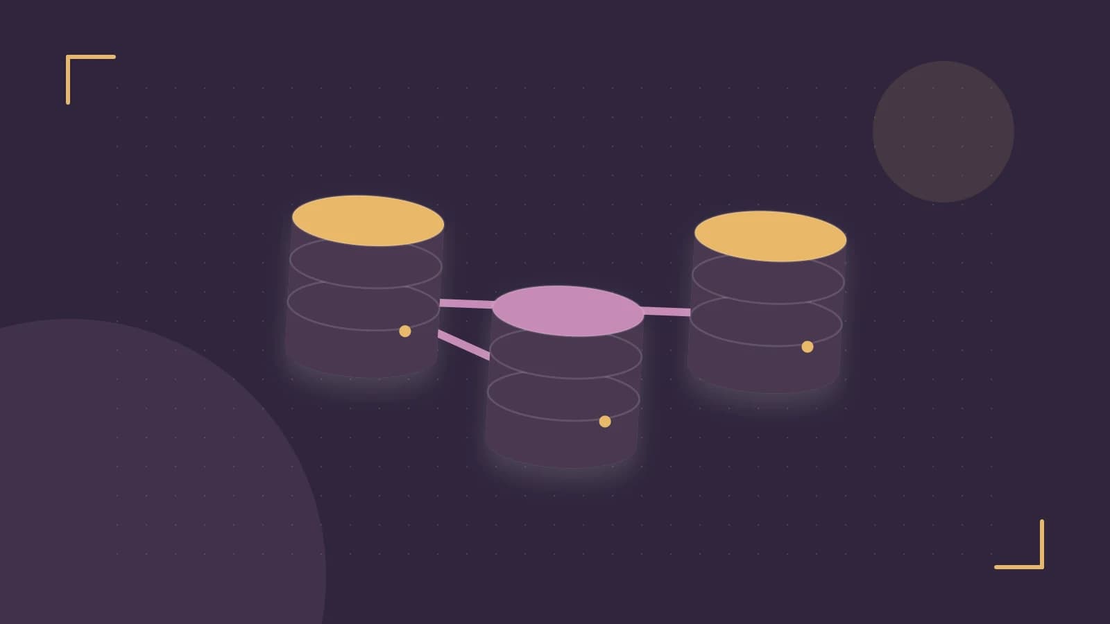 Editorial illustration of structured records, database cylinders and relationships between tables