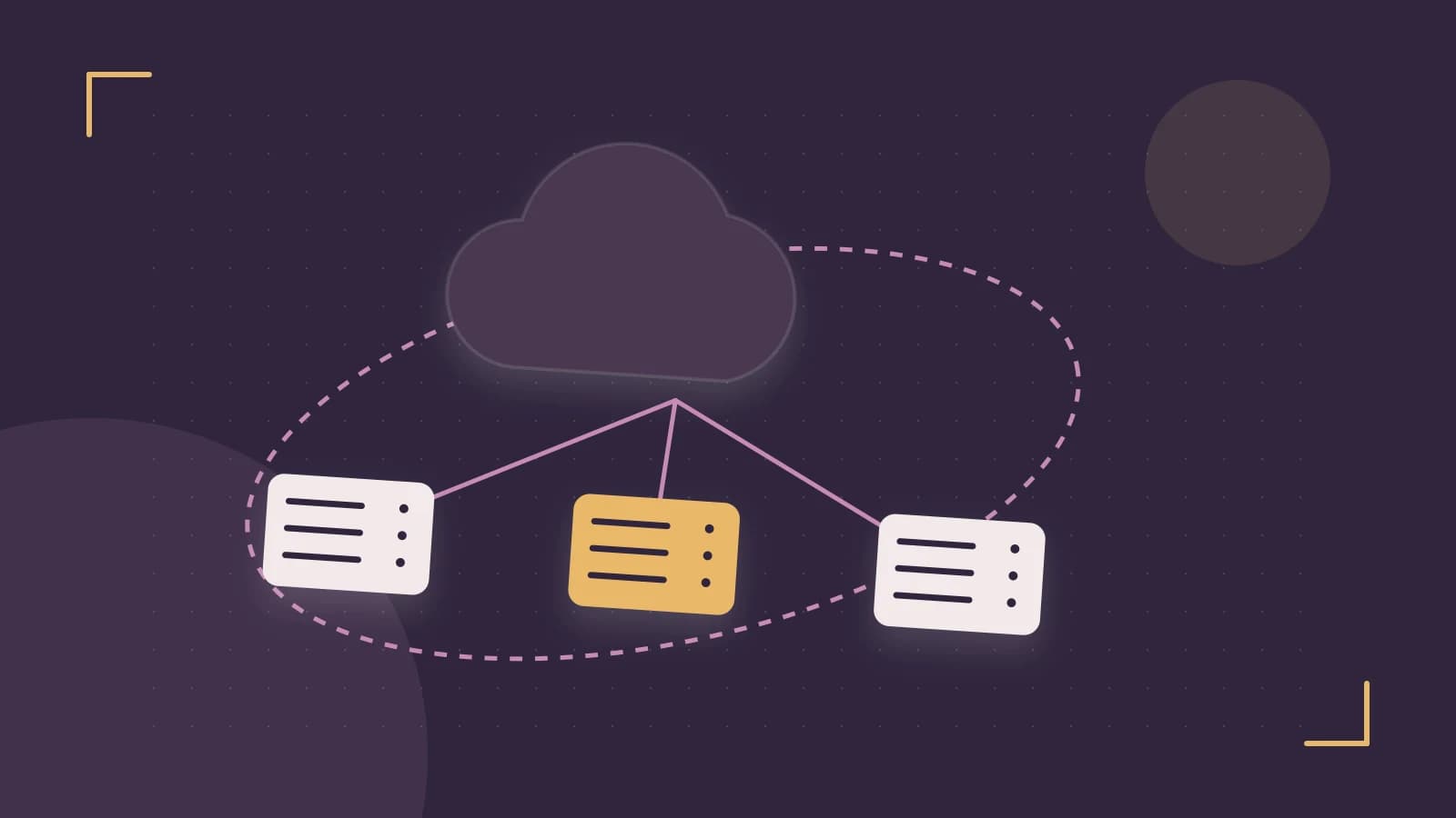 Editorial illustration of cloud infrastructure, connected server racks and an orbital service map