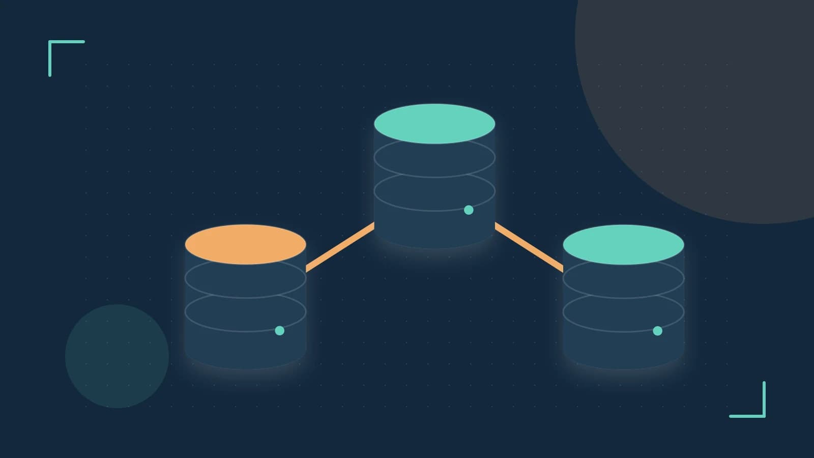 Editorial illustration of structured records, database cylinders and relationships between tables