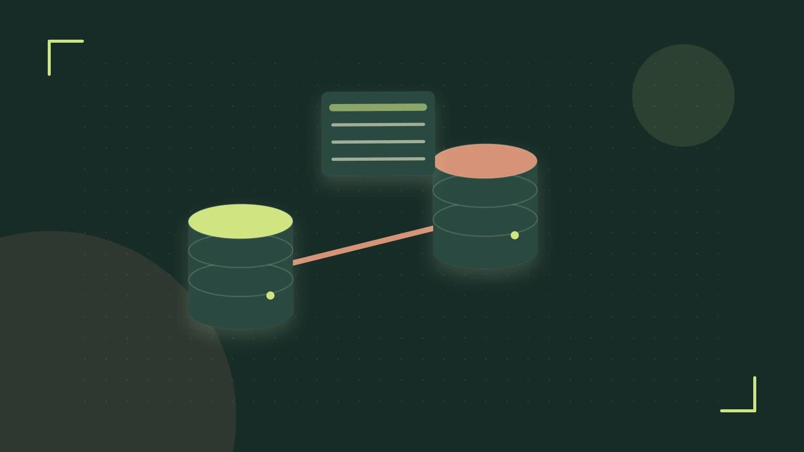 Editorial illustration of structured records, database cylinders and relationships between tables