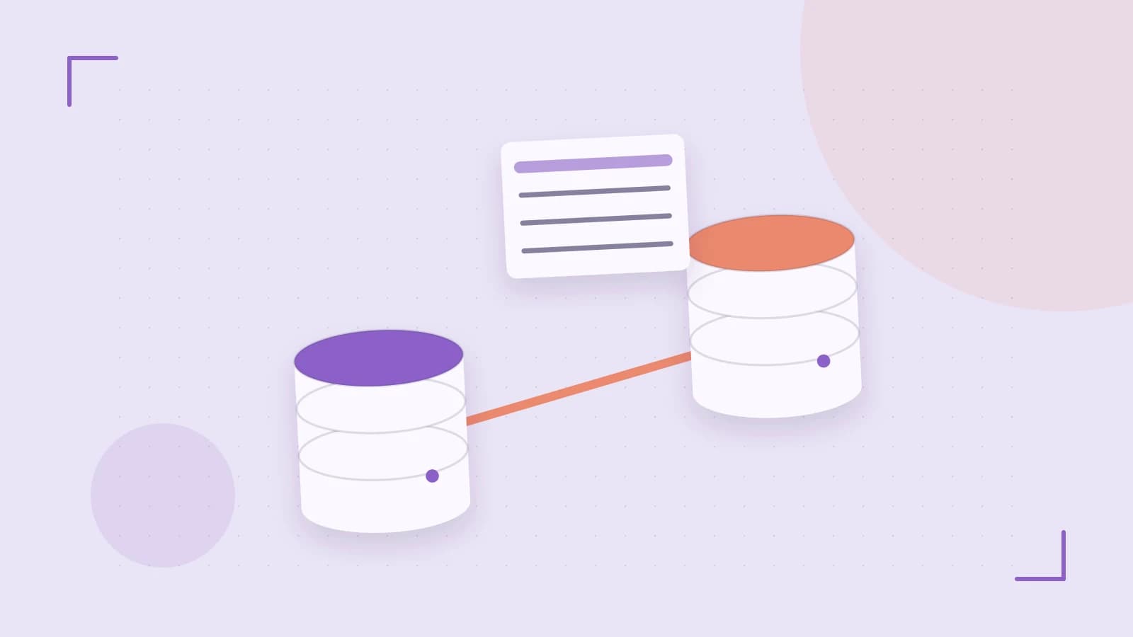Editorial illustration of structured records, database cylinders and relationships between tables