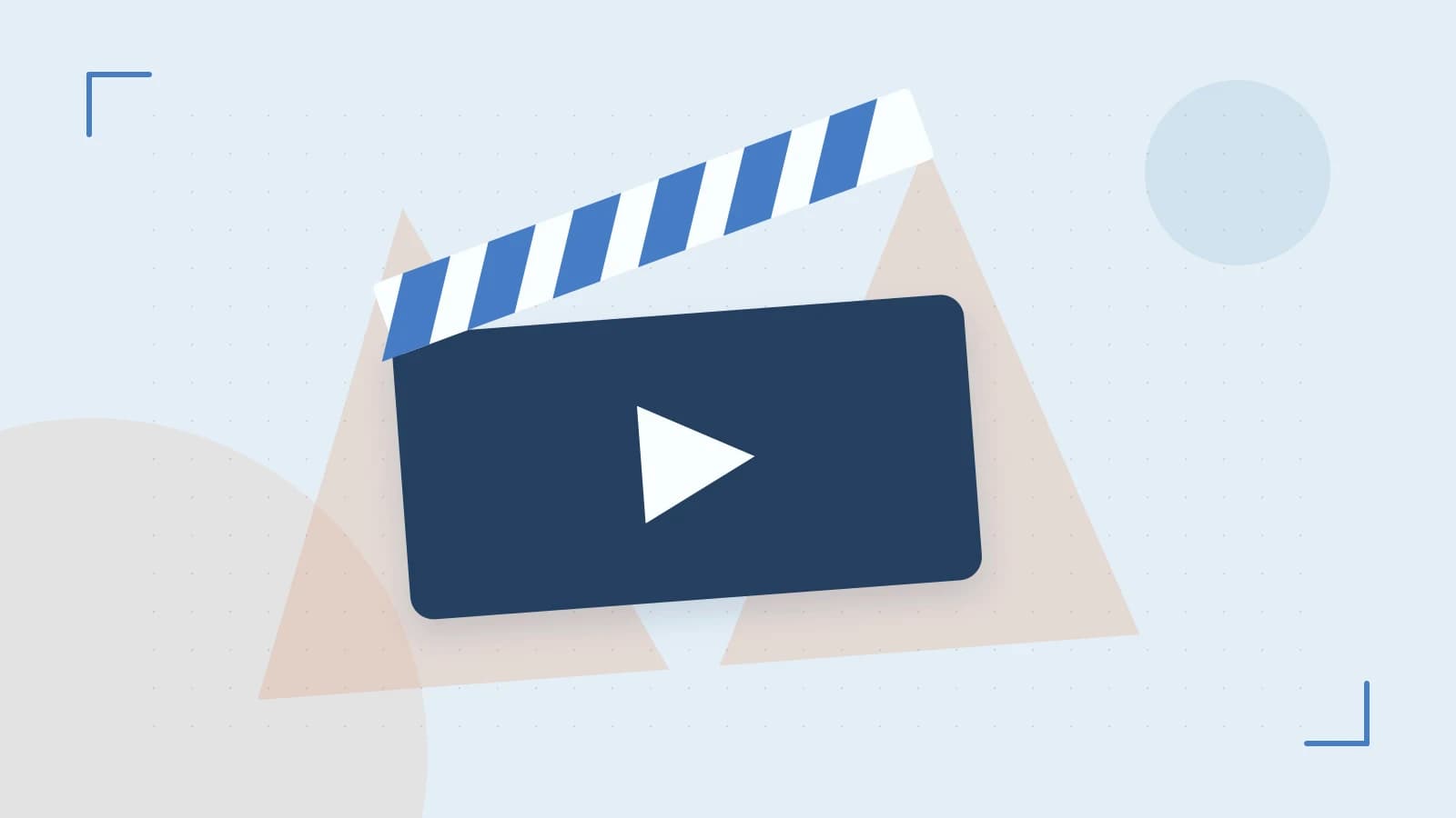 Editorial illustration of a film clapperboard, a spotlight and layered cultural artwork