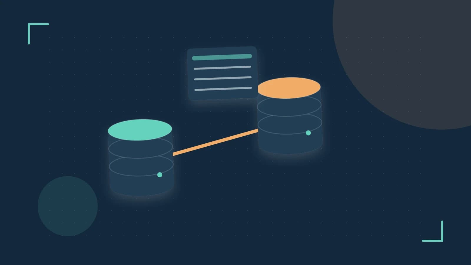 Editorial illustration of structured records, database cylinders and relationships between tables