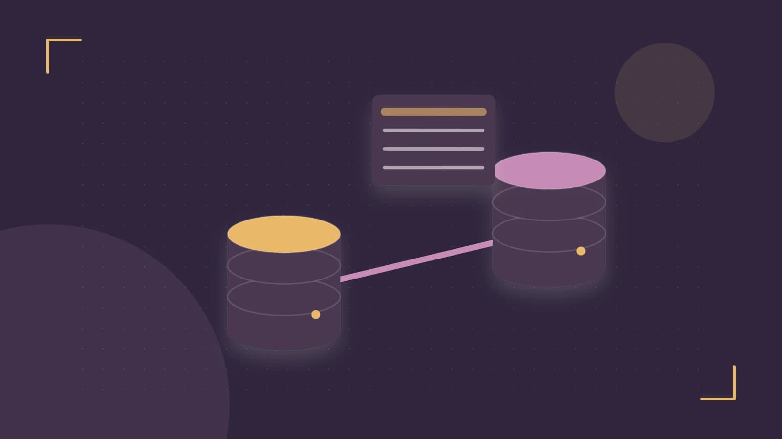 Editorial illustration of structured records, database cylinders and relationships between tables