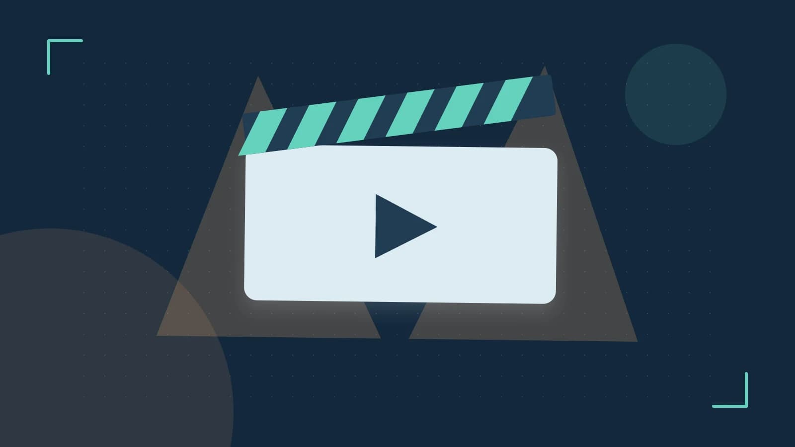 Editorial illustration of a film clapperboard, a spotlight and layered cultural artwork