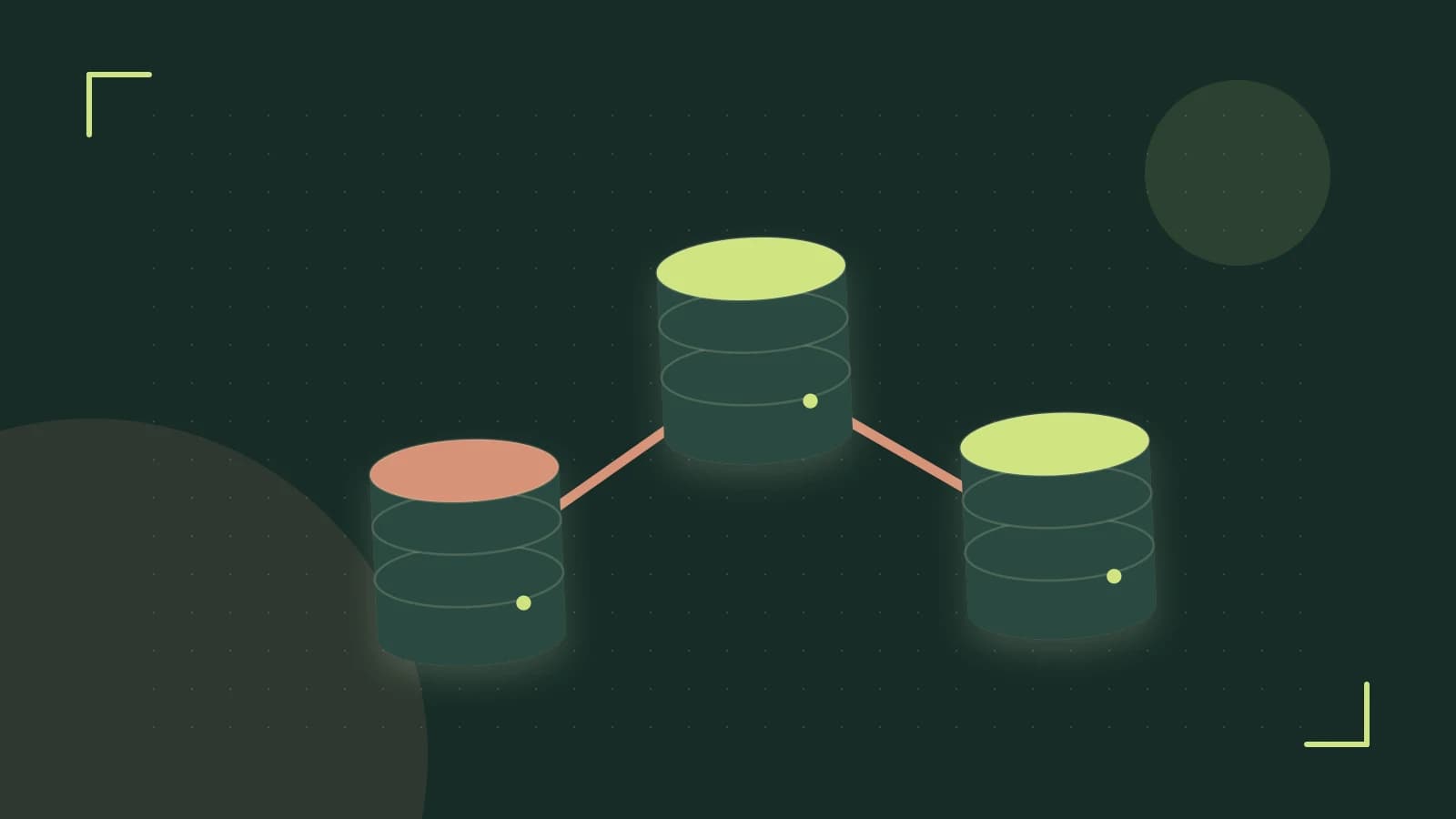 Editorial illustration of structured records, database cylinders and relationships between tables
