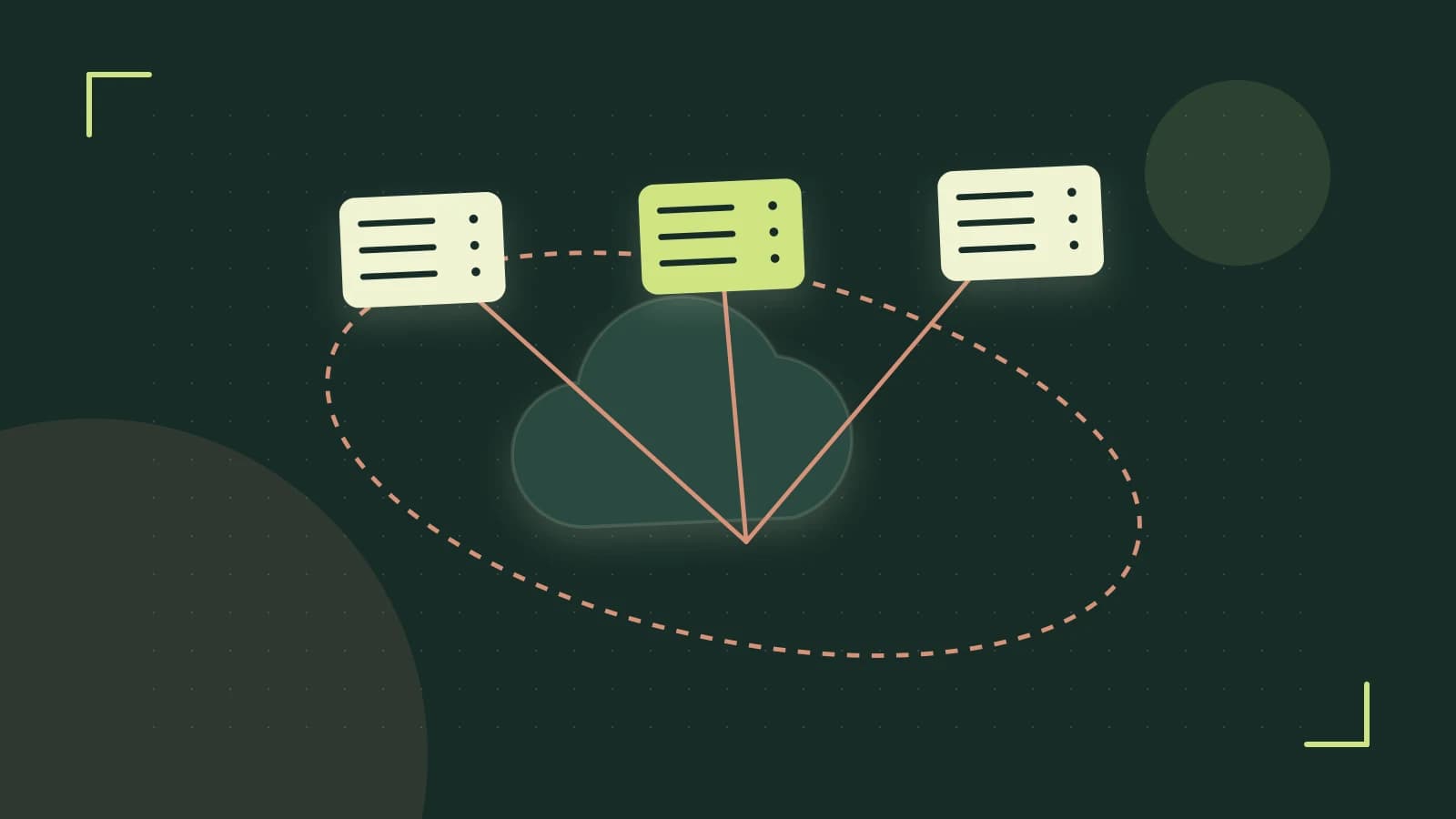 Editorial illustration of cloud infrastructure, connected server racks and an orbital service map