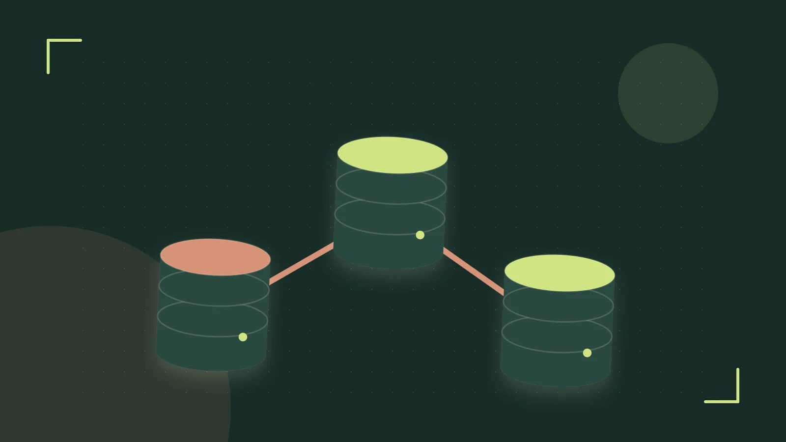 Editorial illustration of structured records, database cylinders and relationships between tables