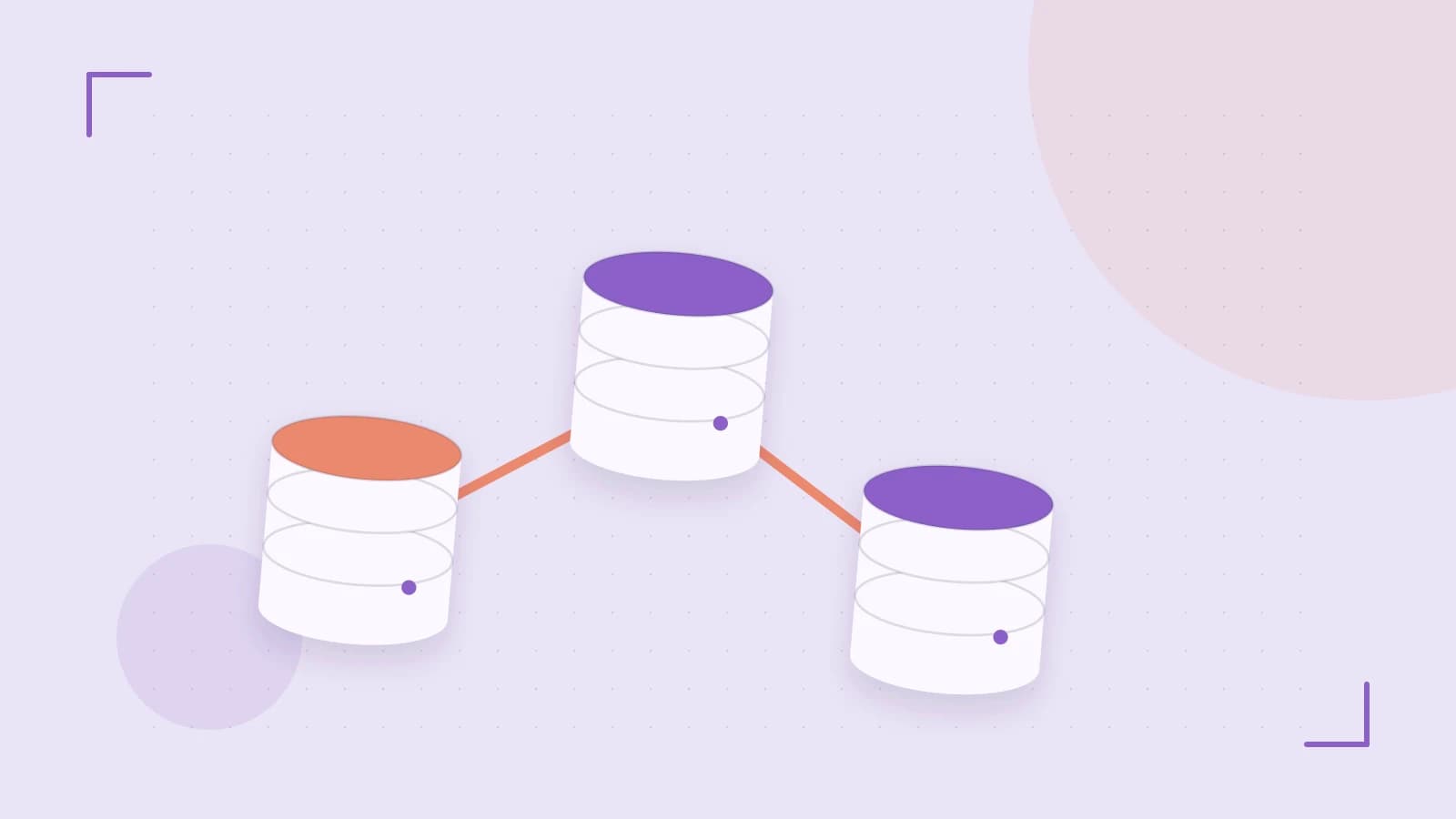 Editorial illustration of structured records, database cylinders and relationships between tables