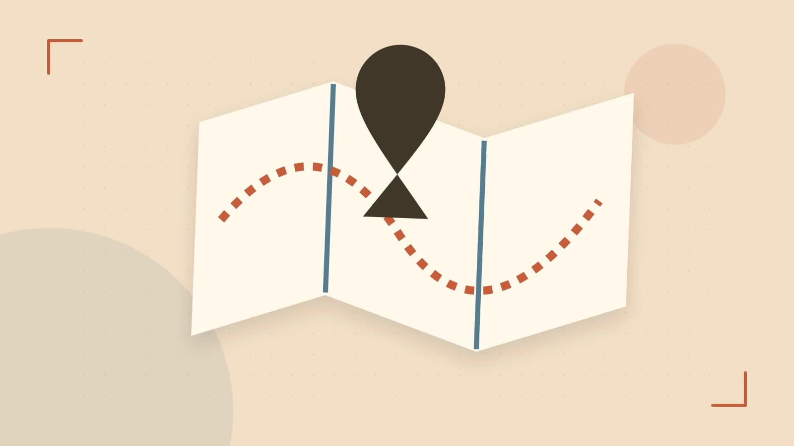 Editorial illustration of an editorial globe with meridians and layered geographic shapes