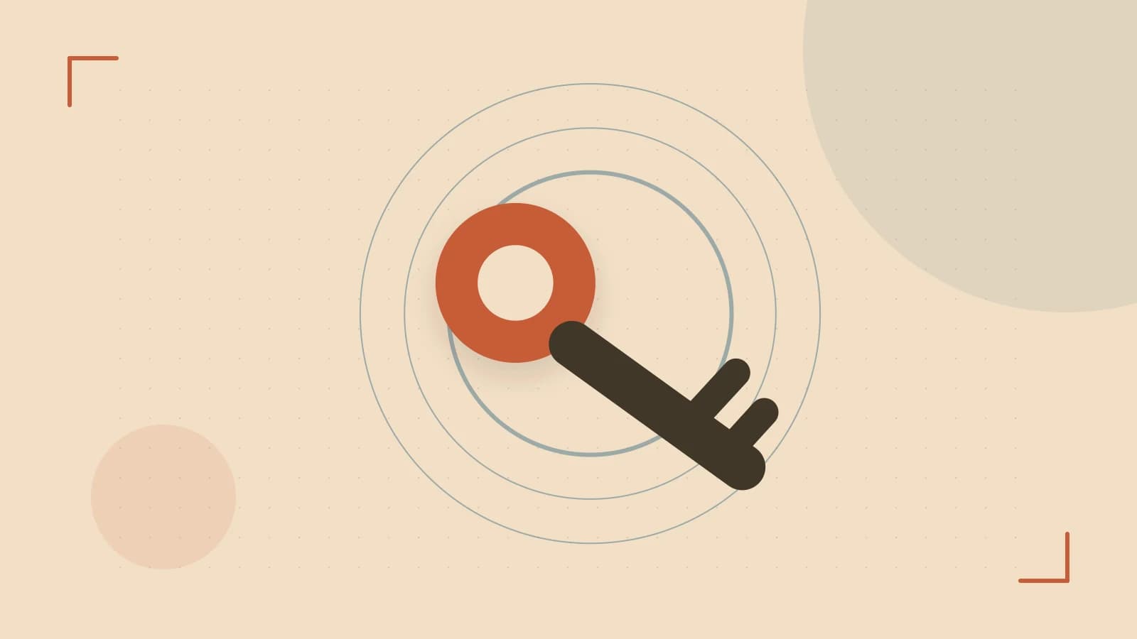 Editorial illustration of a sculpted shield, authentication key and concentric permission boundaries