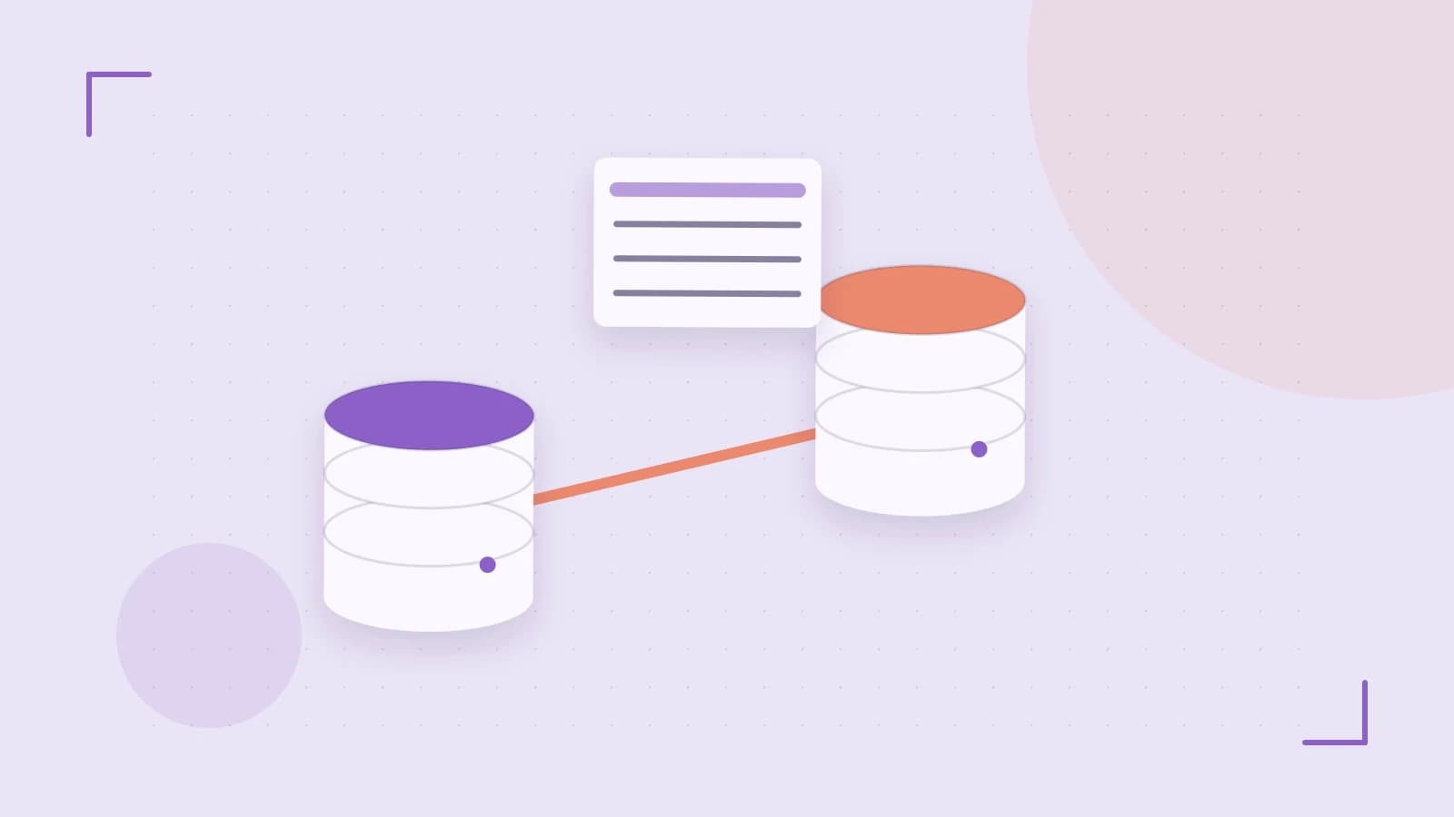 Editorial illustration of structured records, database cylinders and relationships between tables