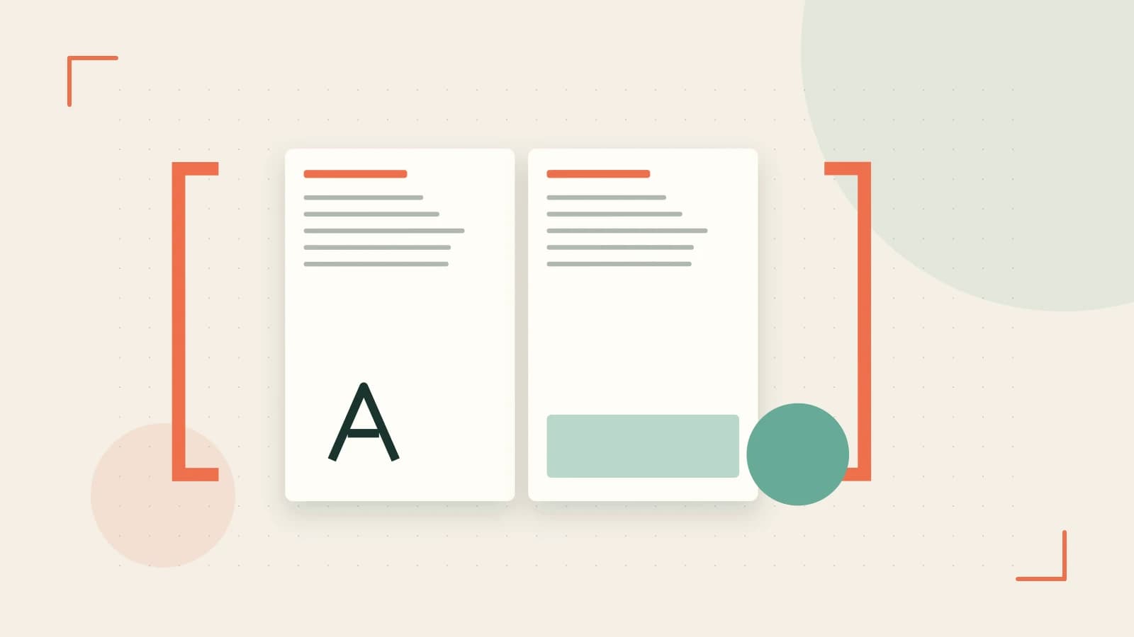 Editorial illustration of typeset pages, expressive letterform shapes and a precise editorial page grid