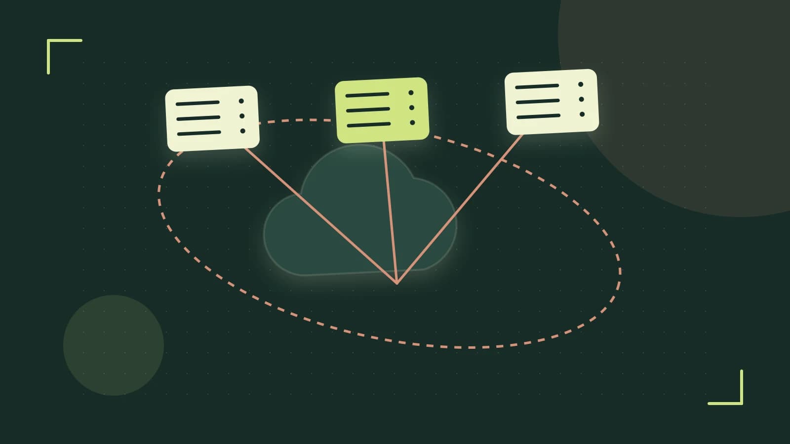 Editorial illustration of cloud infrastructure, connected server racks and an orbital service map