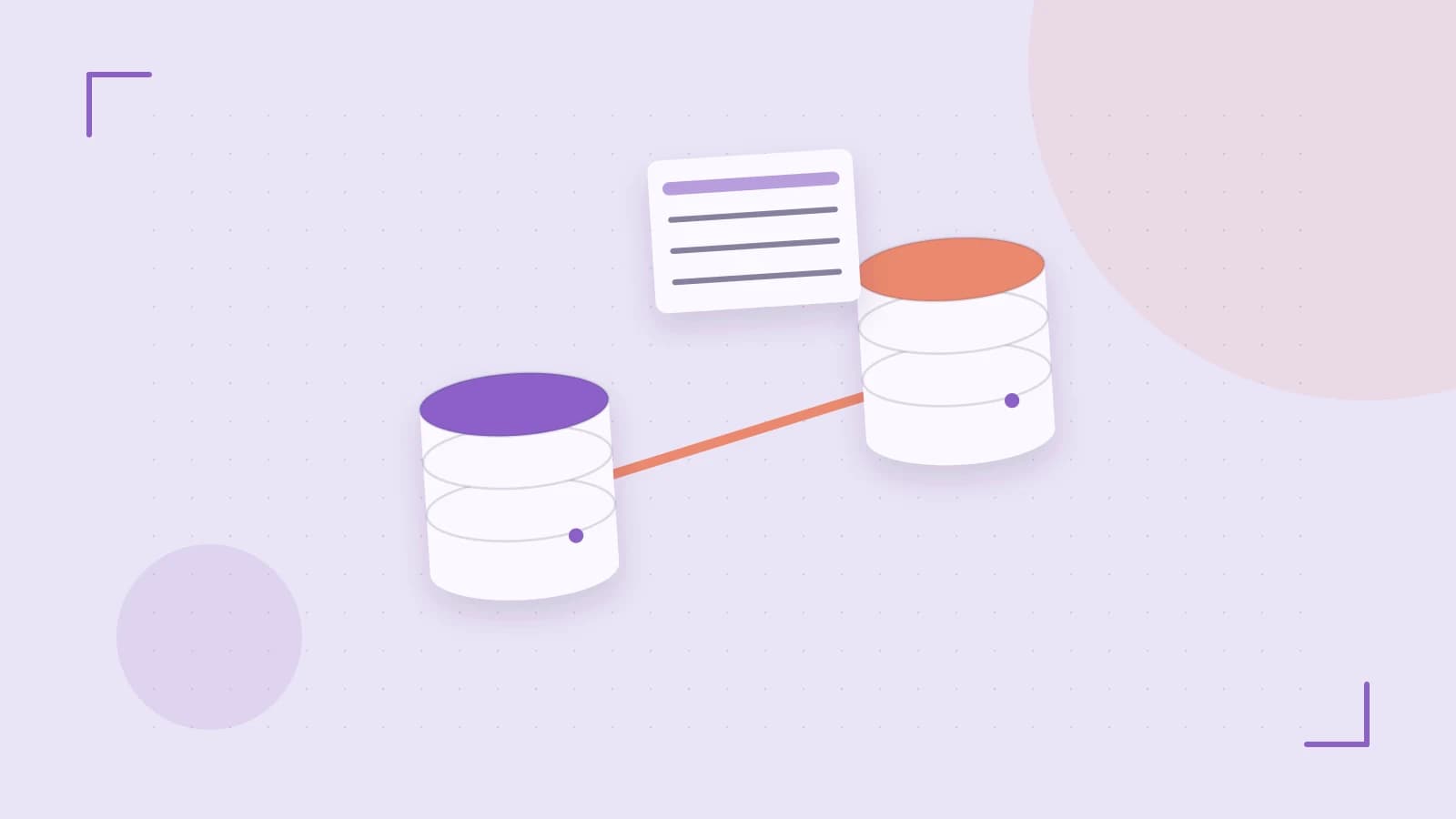 Editorial illustration of structured records, database cylinders and relationships between tables