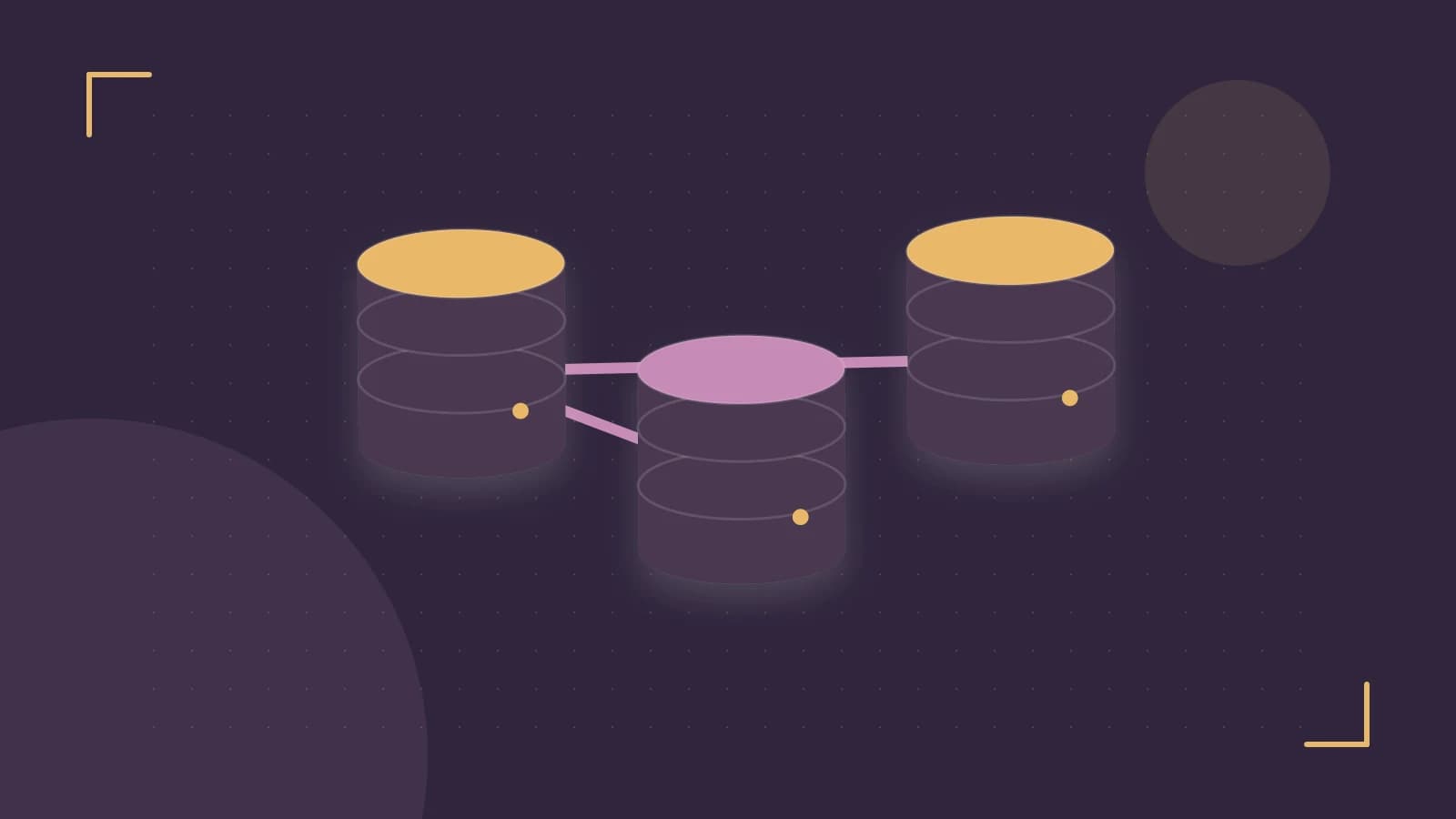 Editorial illustration of structured records, database cylinders and relationships between tables