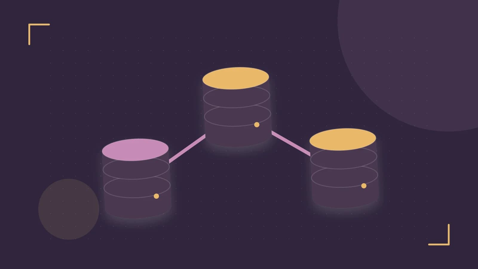 Editorial illustration of structured records, database cylinders and relationships between tables