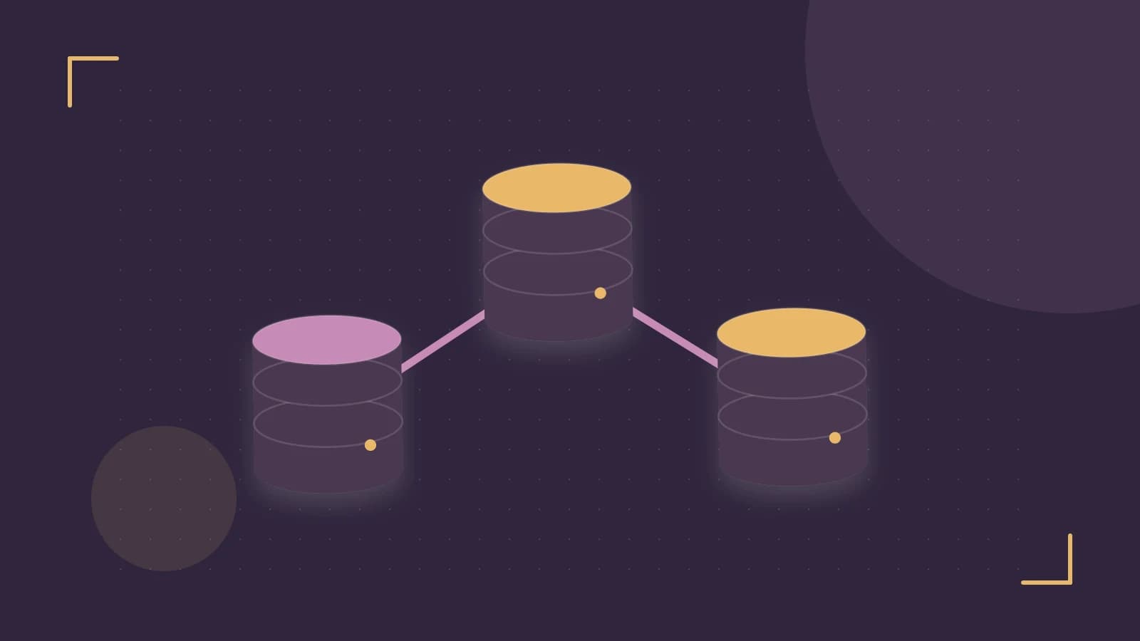Editorial illustration of structured records, database cylinders and relationships between tables