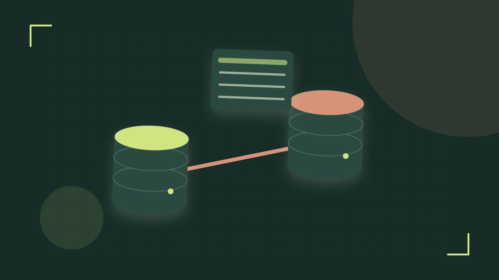 Editorial illustration of structured records, database cylinders and relationships between tables