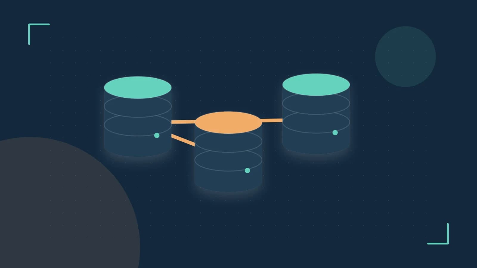 Editorial illustration of structured records, database cylinders and relationships between tables
