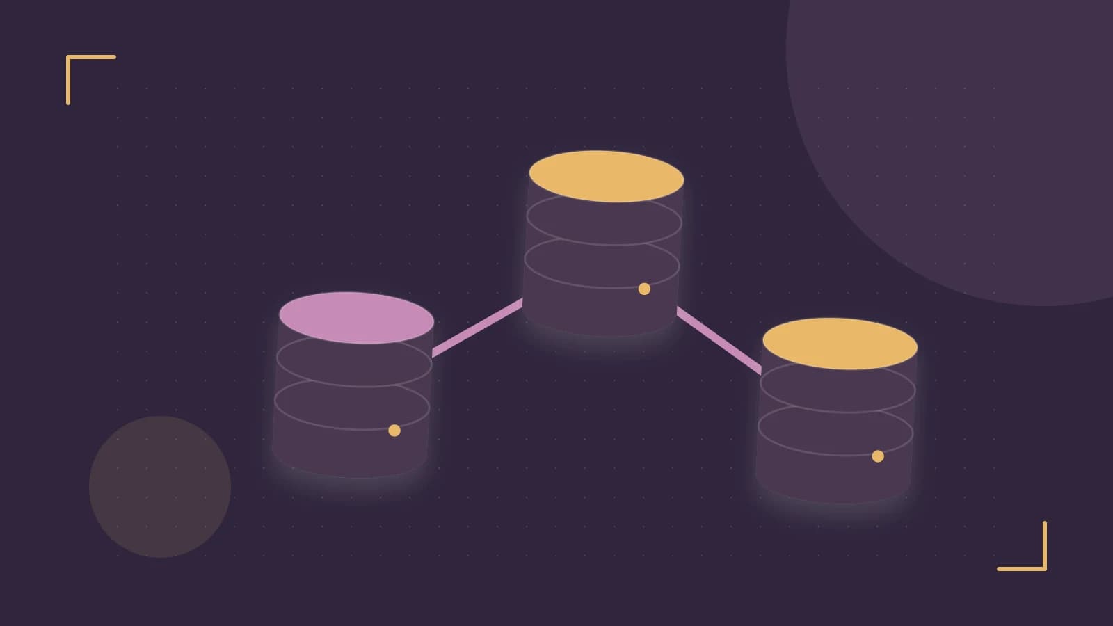Editorial illustration of structured records, database cylinders and relationships between tables