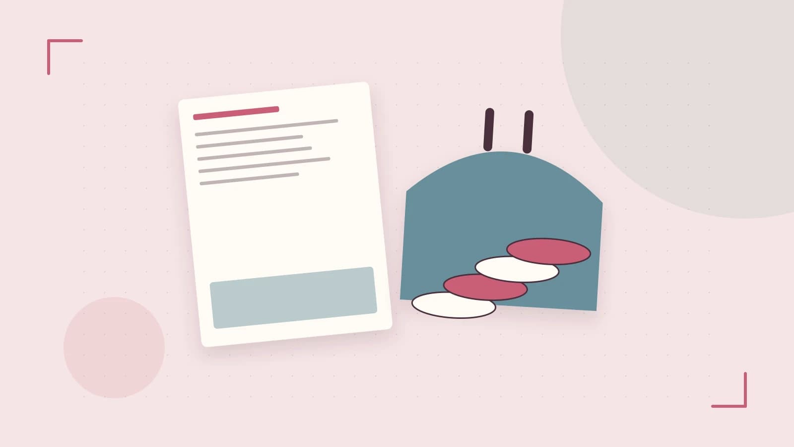 Editorial illustration of abstract coins, a payment card and a geometric financial chart without data labels