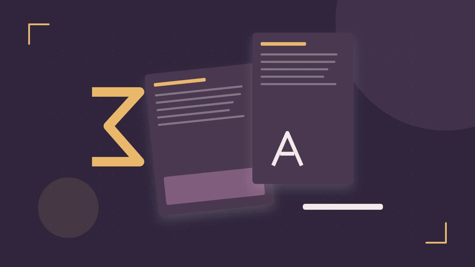 Editorial illustration of typeset pages, expressive letterform shapes and a precise editorial page grid