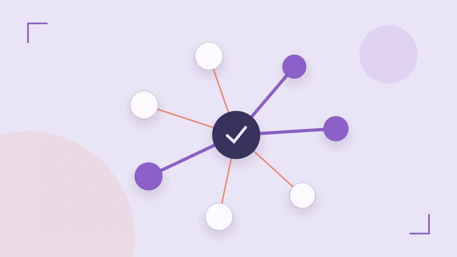 Editorial illustration of an algorithmic node graph with branching paths and a highlighted result