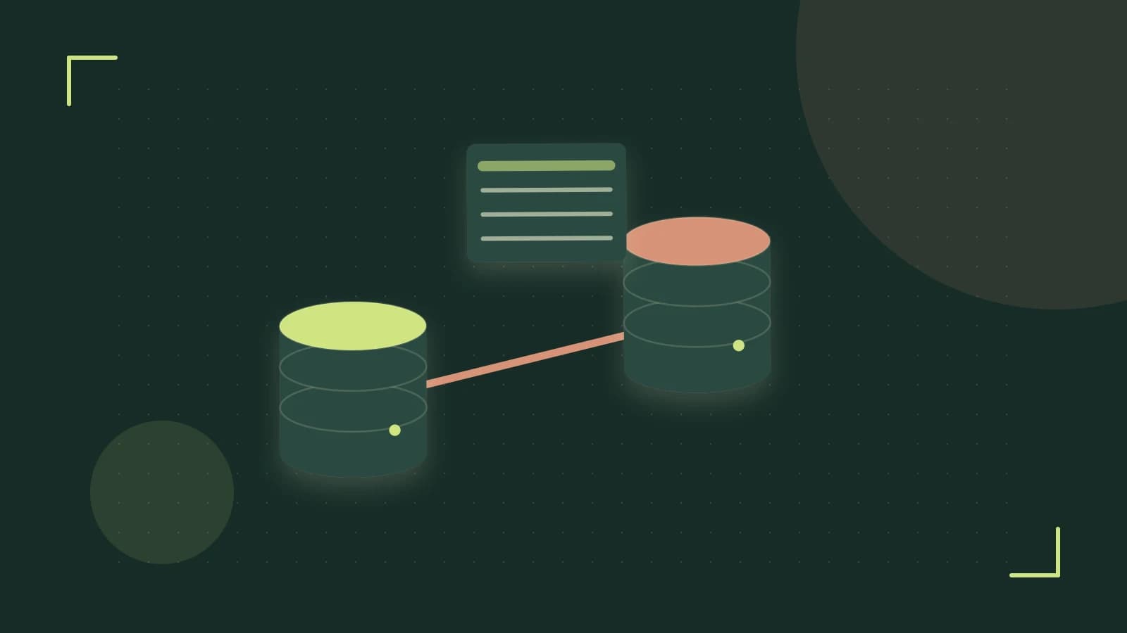 Editorial illustration of structured records, database cylinders and relationships between tables