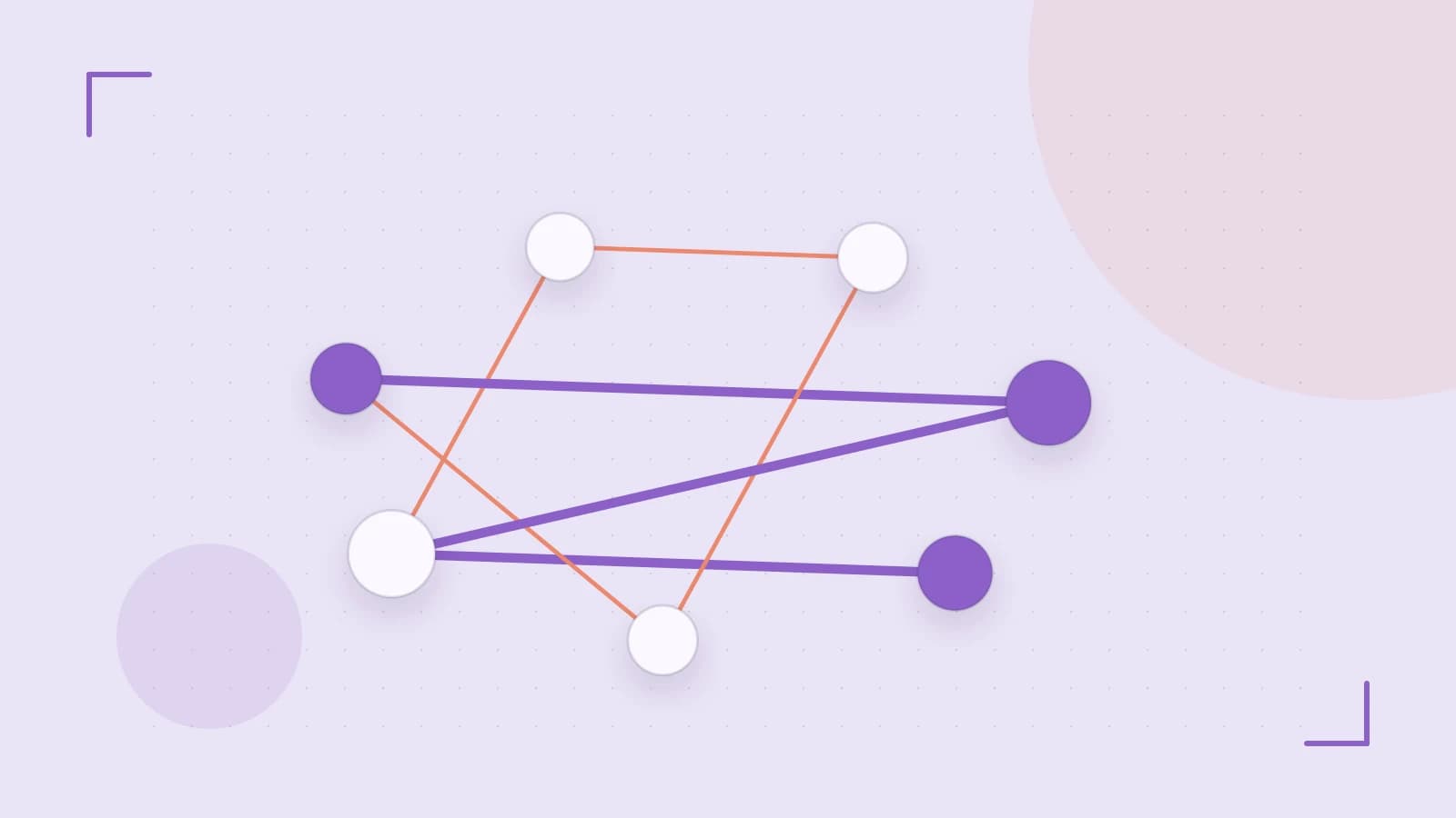 Editorial illustration of an algorithmic node graph with branching paths and a highlighted result