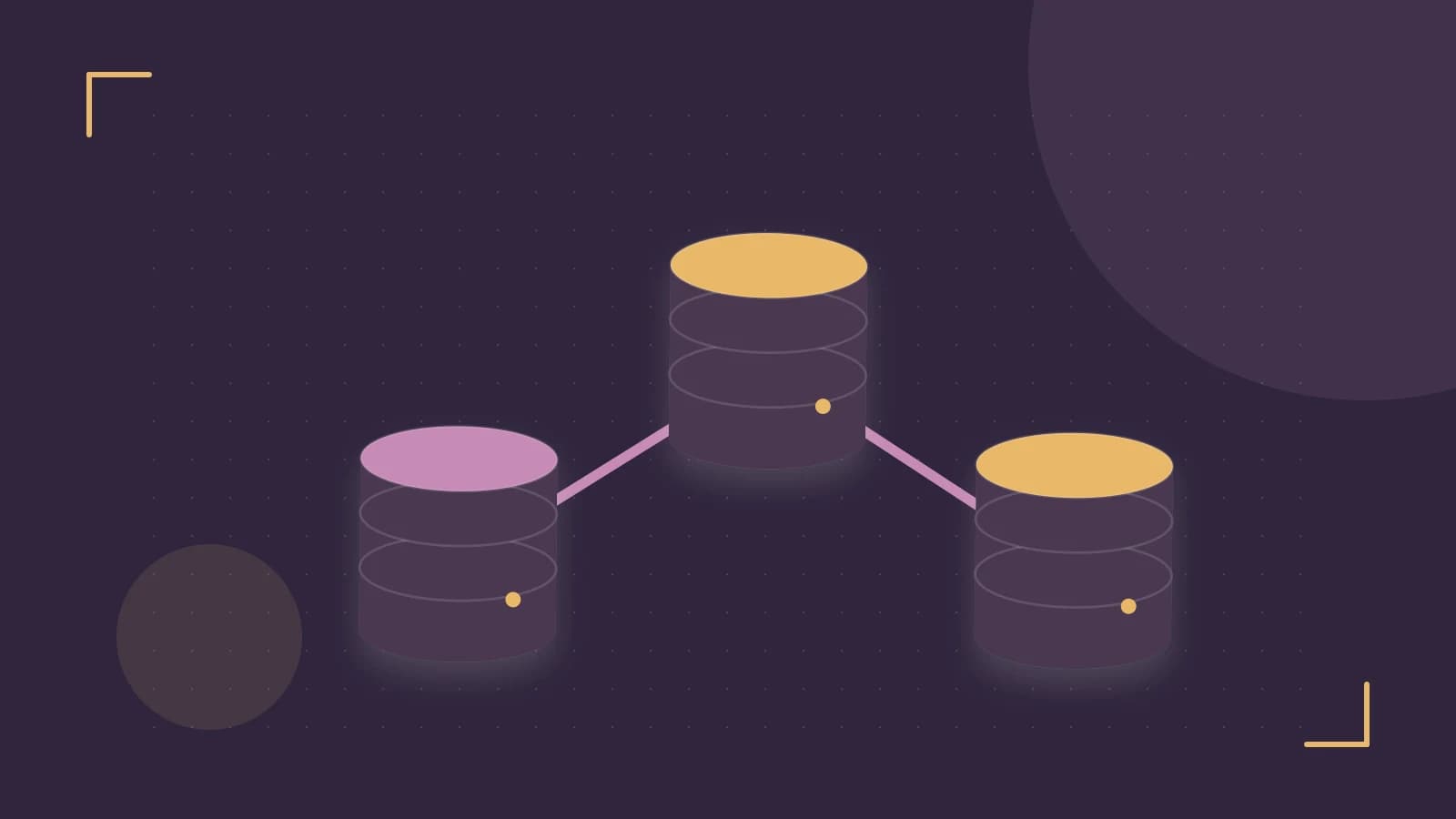 Editorial illustration of structured records, database cylinders and relationships between tables
